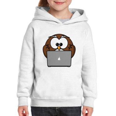 Imagem de Moletom Infantil Coruja Internauta - Foca na Moda, Branco, 4