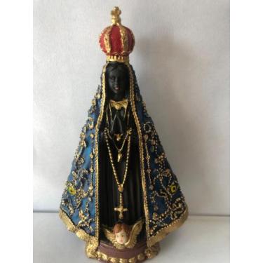 Imagem de Nossa Sra Aparecida 15cm trabalhada em resina - Empório decoração 