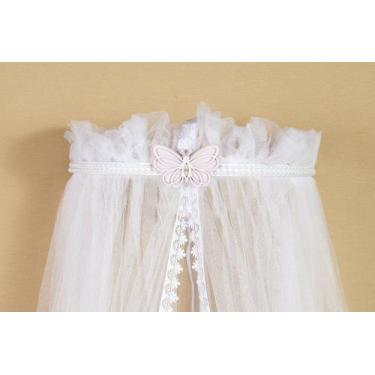 Imagem de Dossel Parede Borboleta com Perola Branca Mosquiteiro Berço - Amora Ca