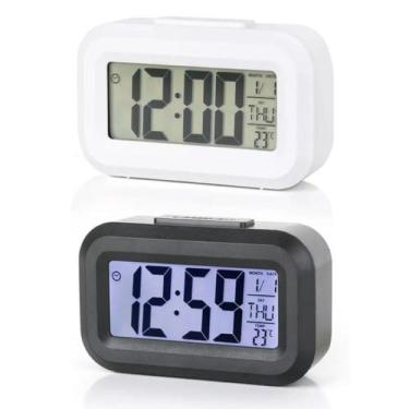 Imagem de Relógio digital LCD de mesa com luz despertador alarme e temperatura 1