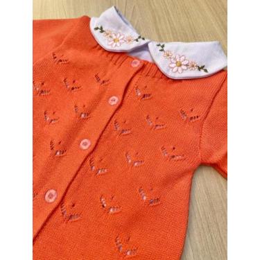 Imagem de Macacão Margarida Menina Bebê Tricot Body Bordado Flores 2 Peças - Din
