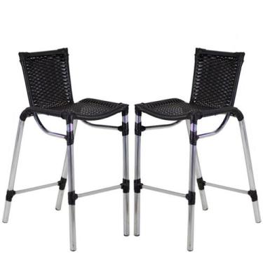 Imagem de 2 Banqueta Alumínio Fortaleza Alta Para Balcão, Cozinha, Área - Trama,