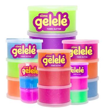 Imagem de Gelelé Torre Slime Glitter 3 Cores Geleca - Doce Brinquedo