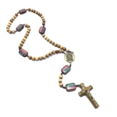Imagem de Terço Contemplação Mistérios Madeira Imbuia 10 mm Cordão - Santa Clara