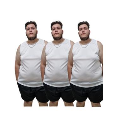 Imagem de Kit 3 Regatas DryFit Plus Size G1 ao G9 - Montano, G6, 3brancas