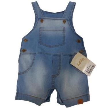 Imagem de Macacão Jardineira Jeans Luxo Bebê Menino Verão Katita 24104, Jeans, P