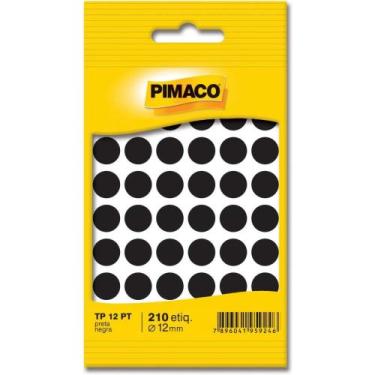 Imagem de Etiqueta Redonda TP-12 Preta 12MM - Pacote com 210 Unidades - Pimaco