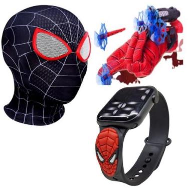 Imagem de Máscara,luva lança-dardos e relógio infantil Homem-Aranha_CD - SMACTUD
