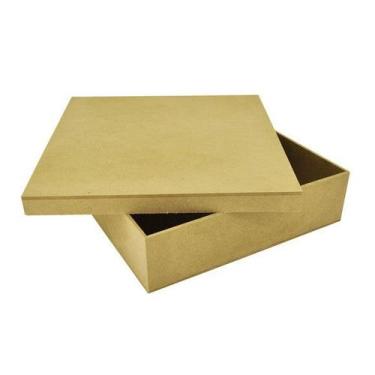 Imagem de Caixa Quadrada Tampa de Sapato 20x20x10 Mdf Madeira - ATACADÃO DO ARTE