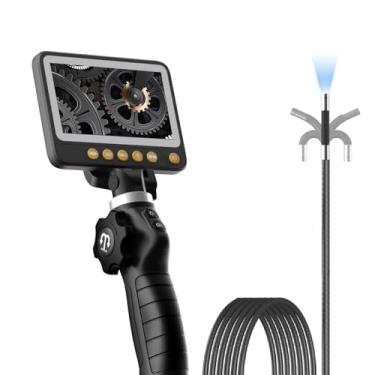 Imagem de ZX2-D1 Boroscópio articulado bidirecional com luz, câmera de inspeção endoscópica industrial de 0,6 cm, câmera de cobra articulada IPS de 12,7 cm, escopo de inspeção de vídeo com zoom 8X - 3 m