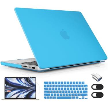 Imagem de Lepeoac Capa rígida para MacBook Pro de 16 polegadas 2021 2022 2023 2024 versão A3186 A3403 M4 A2991 M3 A2780 M2 A2485 M1 Pro/Max, capa rígida com protetor de tela e capa de teclado, azul fosco
