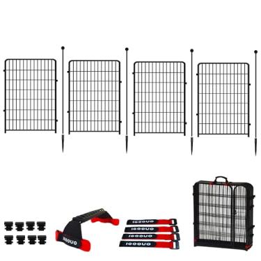 Imagem de IGOOUO Dog Playpen Indoor/Outdoor3ft High,Portable Metal Dog Fence with Easy-Carry Straps,Dog Pen Play Pen for Medium/Large Dogs,Rustproof Pet Playpen for Camping RV Yard (4 Add-on Panels)