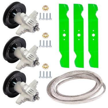 Imagem de TENGMUJX Kit de eixo de deck de 137 cm para MTD Cub Cadet RZT-S54 MTD Craftsman Z6600 Columbia ZT-L54 3 lâminas 942-0677B 742-0677, 3 eixos 618-05137 918-05137, Be lt 918-05137, Be lt 918-9137, Be lt