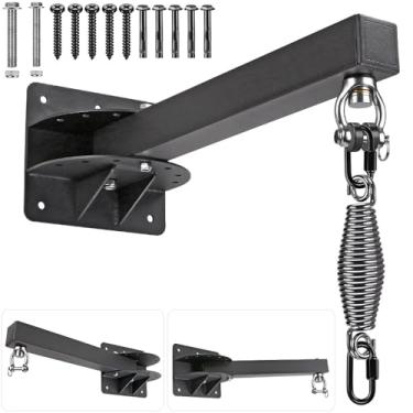 Imagem de SELEWARE Suporte de parede longo de 45,72 cm para saco de pancadas resistente com suporte de bolsa de boxe ajustável de mola para academia, boxe interno e externo, muay thai e treinamento de MMA