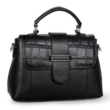 Imagem de Aidrani Bolsa moderna com estampa de crocodilo, feita de material de couro bovino, preta, pode ser usada em um ombro ou transversal, Preto