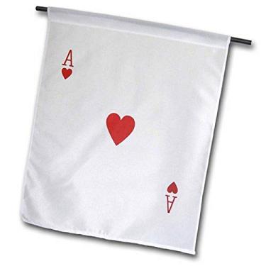 Imagem de 3dRose fl_76551_2 Carta de baralho Ás de Corações, Terno de Coração Vermelho, Presente, Jogadores de Jogos de Cartas Bandeira de Jardim, 18 por 27 polegadas