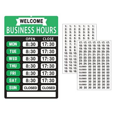 Imagem de Placa de horário comercial, kit de horário de funcionamento, placa de horário de funcionamento variável para negócios, horário de funcionamento com horas, presente ideal para qualquer loja ou