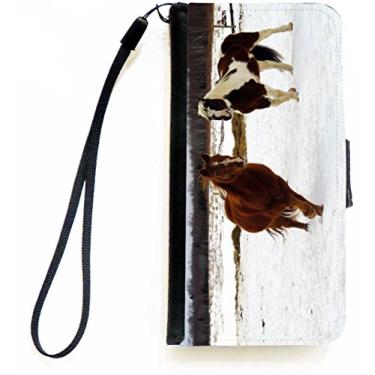 Imagem de Rikki Knight Capa tipo carteira flip cavalos galopando na neve para iPhone 5c da Apple