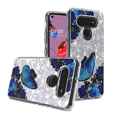 Imagem de CELZEN - Para LG K51, LG Reflect (LM-K500) - Capa de telefone transparente com imagem em relevo - borboleta azul AC6
