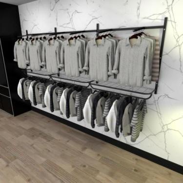 Imagem de Arara de roupas closet quarto com 16 peças cremalheira 300x100 cm cor 