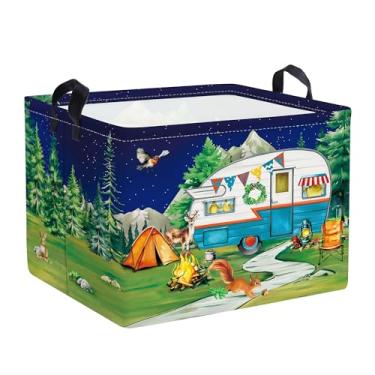 Imagem de HUUMONSS Cesto de roupa suja dobrável para acampamento noturno cesta de armazenamento infantil grande meninos meninas caixa de presente para quarto ao ar livre, caravana, 36L