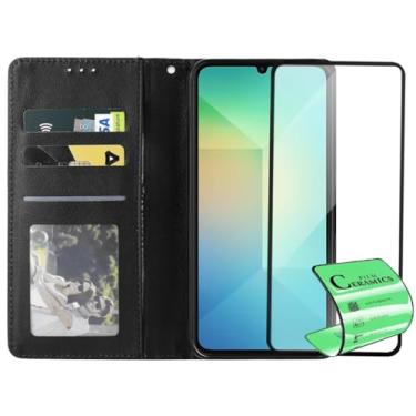 Imagem de Capa Capinha Carteira Flip e Película Cerâmica 9D Não Quebra Compatível Samsung Galaxy A06