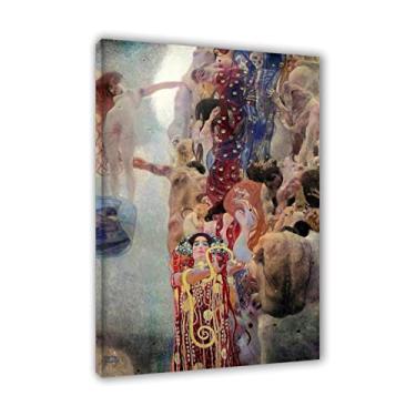 Imagem de JZSDGB Famosa arte de parede em tela emoldurada pronta para pendurar - Medicina por Gustav klimt Impressão - Reproduções de pinturas pôsteres - Imagens de arte abstrata para decoração de quarto 30 x