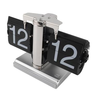 Imagem de Relógio Retro Digital Virado para Baixo, Relógio de Flip de Aço Inoxidável 304, Relógio de Mesa de Estilo Retro Grande, Botão de Tempo Ajustável (Preto)