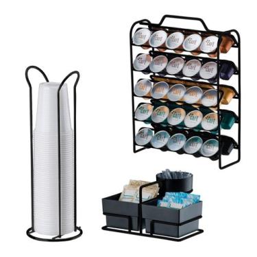 Imagem de Kit Suporte 50 Cápsulas Nespresso Suporte Sachês Porta Guardanapos Pre