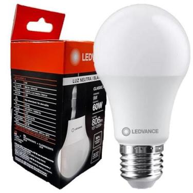 Imagem de Kit 5 Lampada Led Bulbo 9w Luz Neutra 4000K Bivolt E27 - Ledvance OSRA