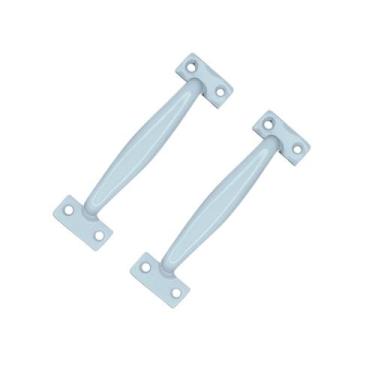 Imagem de Puxador Alça De Alumínio P/ Porta Camarão 10cm Branco 2 peças - FERRAG