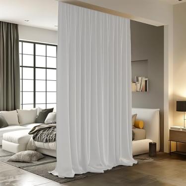 Imagem de Cortinas divisórias de quarto para varão de trilho de teto, cortina blackout de redução de ruído com ganchos para montagem na parede, 3,8 m de largura x 2,7 m de altura, branca, 1 painel