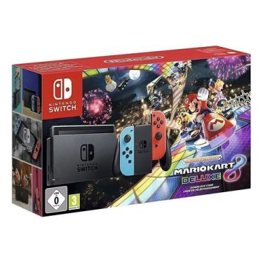 Imagem de Nintendo Switch 32gb Mario Kart 8 Deluxe Cor Vermelho Néon Azul Néon E Preto Switch