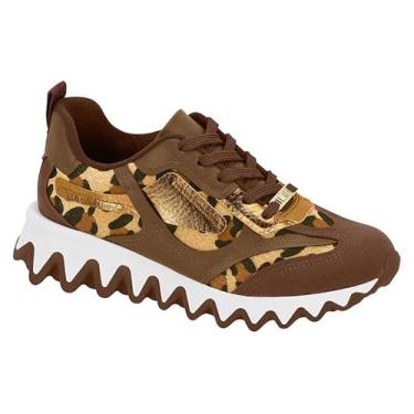 Imagem de Tênis Vizzano Feminino Animal Print, Marrom e Dourado, Solado Ondulado (Marrom, BR, Adulto, Numérico, 37)