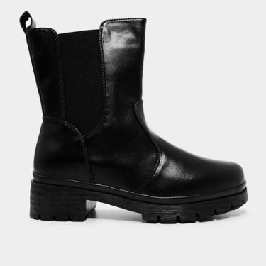 Imagem de Bota Mooncity Montaria Cano Curto Feminina, Preto, 38