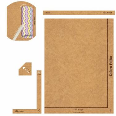 Imagem de Kit Gabaritos Encadernação Dobra Folha 33x24cm Esquadro Fio De Cabelo 