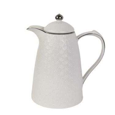 Imagem de GARRAFA TÉRMICA DE PORCELANA BRANCA E PRATA