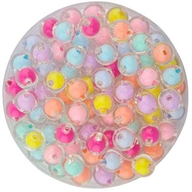 Imagem de Miçangas Boreais Foscas 30un Irisadas 10mm Com Miolo Colorida Unicórni