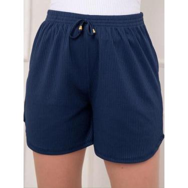 Imagem de A-Lows A&L   Shorts Canelada  look  leve confortável, Azul marinho, G