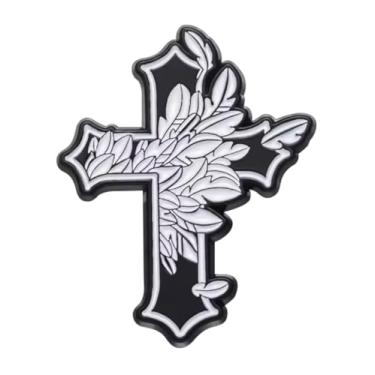 Imagem de Coroa de Espinhos Cruz Santa Jesus Cristo Crucifixo Deus Católico Cristão 3 cm Emblema de broche esmaltado, 1.2 Inches, Metal, Esmalte