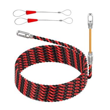 Imagem de Kit extrator de cabo de fita de peixe de 30,5 m 6 mm PET extrator de cabo elétrico através da parede guia de fio dispositivo rosqueador prendedor de cabo de peixe (30,5 m)