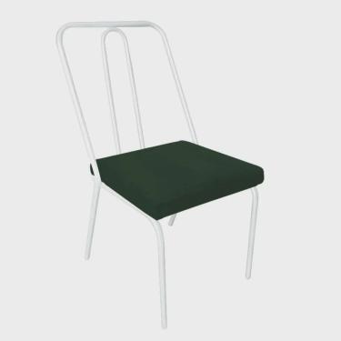 Imagem de Cadeira de Jantar Drika Office Escritório Recepção Ferro Branco Suede Verde - Ahz Móveis