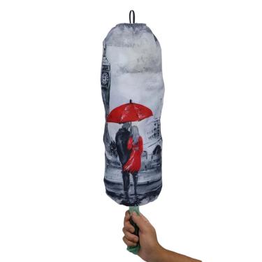 Imagem de Puxa Saco Tecido Casal Love Dispenser Porta Sacolas