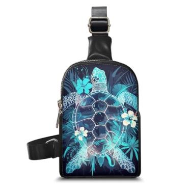 Imagem de Jolamirel Pequena bolsa tiracolo feminina de couro, pochete transversal, tartaruga, caveira, bolsa de corrida, bolsa de cintura de viagem, Flores de tartaruga, One Size