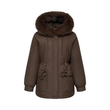 Imagem de Parka Feminina De Inverno Com Capuz De Pele Sintética À Prova De Respi