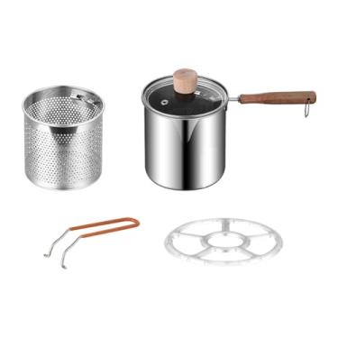 Imagem de WeiLaiKeQi Fritar panela de fritadeira de profundidade com tampa 304 suprimentos de cozinha em aço inoxidável com filtro, Style C
