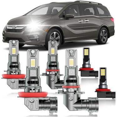 Imagem de HUOKEDS Para Honda Odyssey 2011-2020 Conjunto de lâmpadas de faróis de neblina, 6 peças de feixe duplo branco super brilhante e pacote de luz de neblina Blubs, tamanho 1:1 como lâmpadas de estoque
