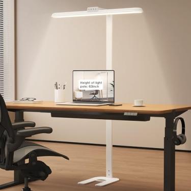 Imagem de AKRRYR Luminária De Mesa Led Para Escritório Doméstico, Com Cabeça Dupla, Luz Regulável 24 W, 5 Cores, Níveis Brilho, Lâmpada Escritório, Pescoço Ganso Ajustável, Proteção Os Olhos (Luminária Grande