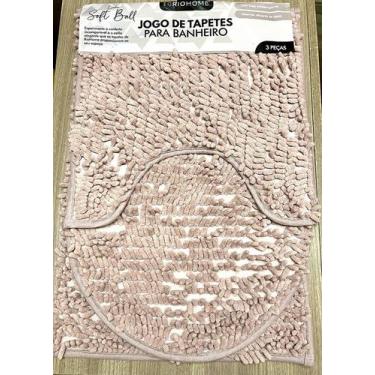 Imagem de Jogo de tapete para banheiro 03 peças peludo com antiderrapante Rio Ho