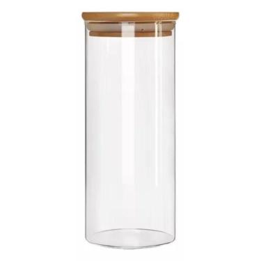 Imagem de Pote De Vidro Herméticos Grande 1,5L Tampa Bambu Mantimentos - GLOBAL 
